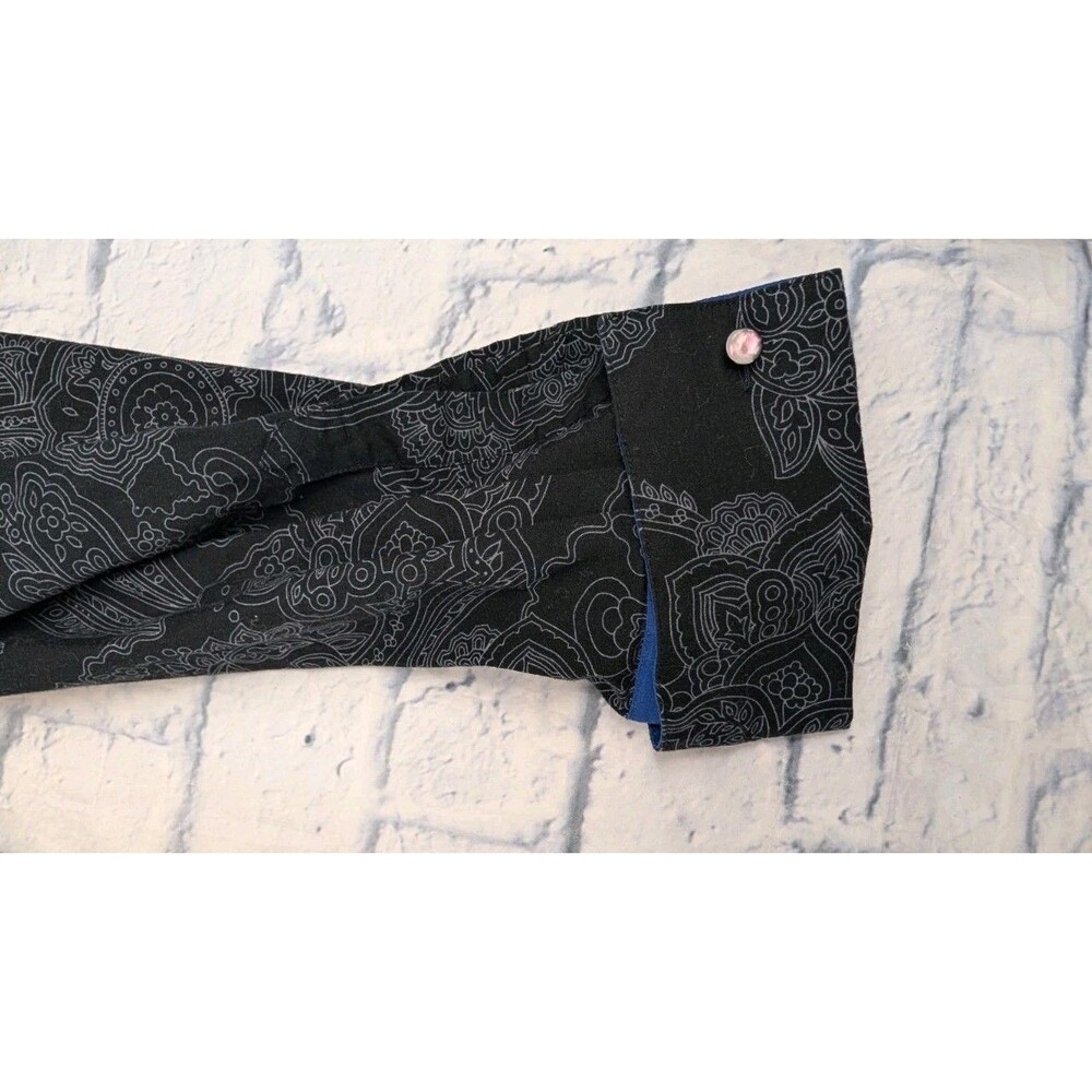 Crazy Horse Mens Long Sleeve Button Up Black Paisley With Roll Up Sleeve SZ XL - Picture 4 of 9